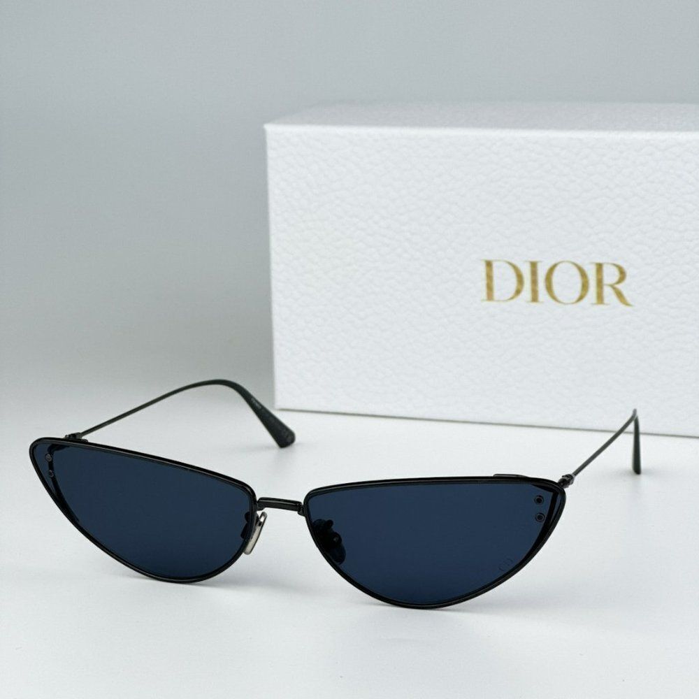 NEW Dior MISSDIOR B1U H4B0 Gunmetal Blue Unisex Metal Cat Eye Sunglasses